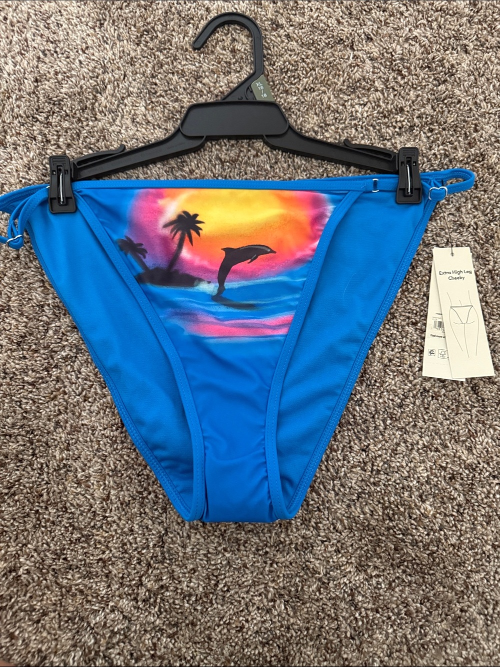Women's Blue Dolphin Print Swim Bottoms XL